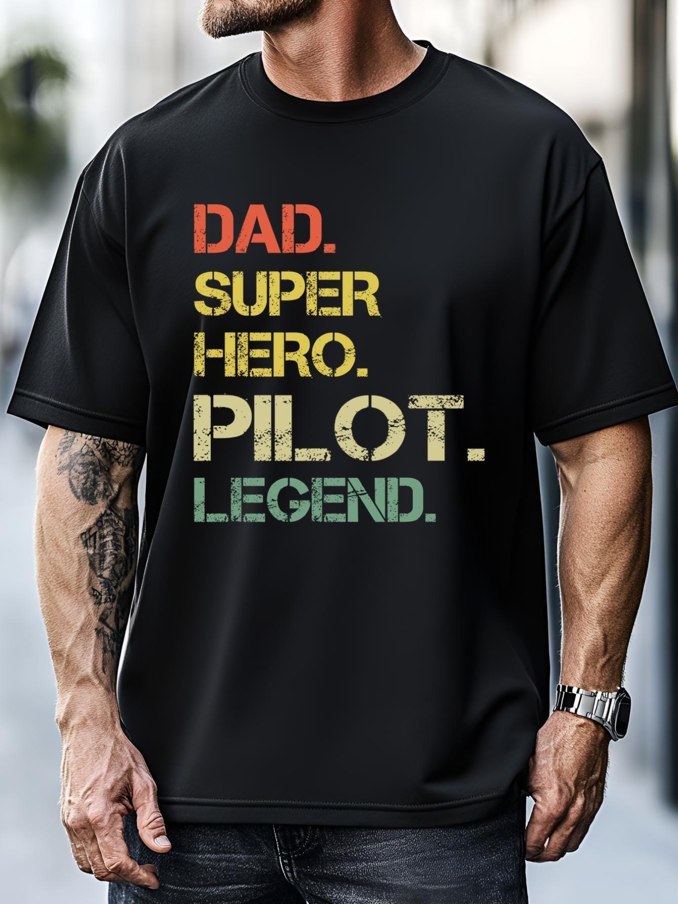 Unisex Vintage Style Dad Hero Pilot Legend Fathers Day Gift T-Shirt