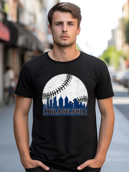 Unisex Philly Cityscape Baseball Philadelphia Skyline Retro Vintage shirt  Graphic Tee