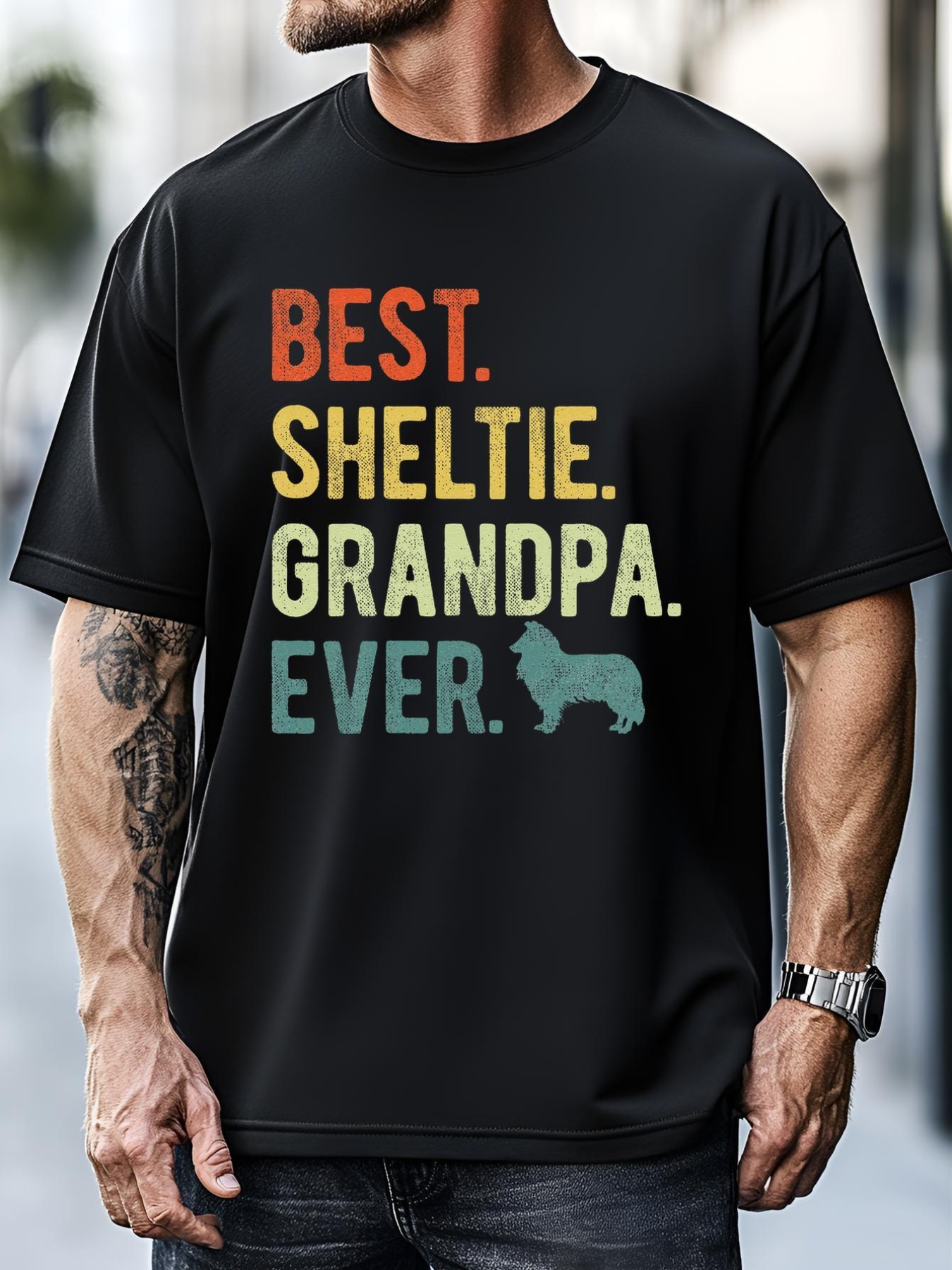 Unisex Best Sheltie Grandpa Ever Dog Lovers Fathers Day T-Shirt