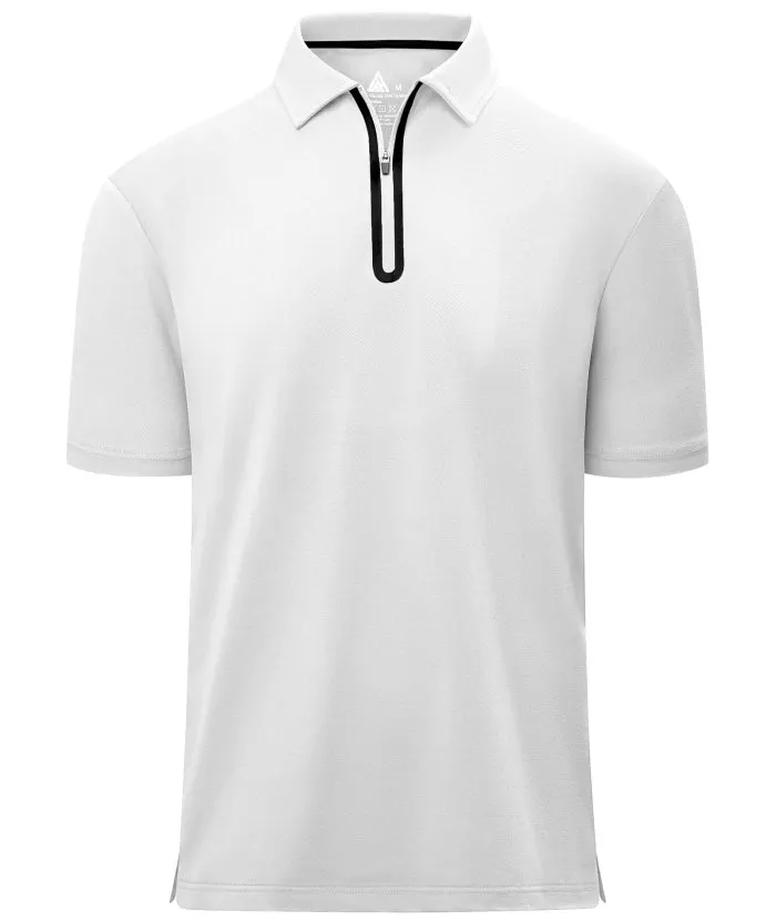 Men's 1/4 Zipper Solid Color Golf Polo Shirt