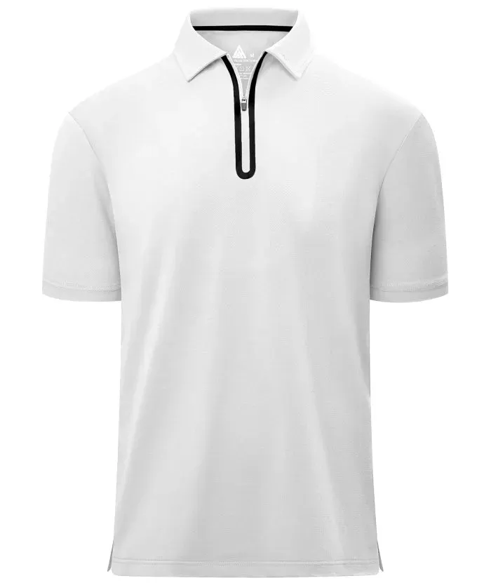 Men's 1/4 Zipper Solid Color Golf Polo Shirt