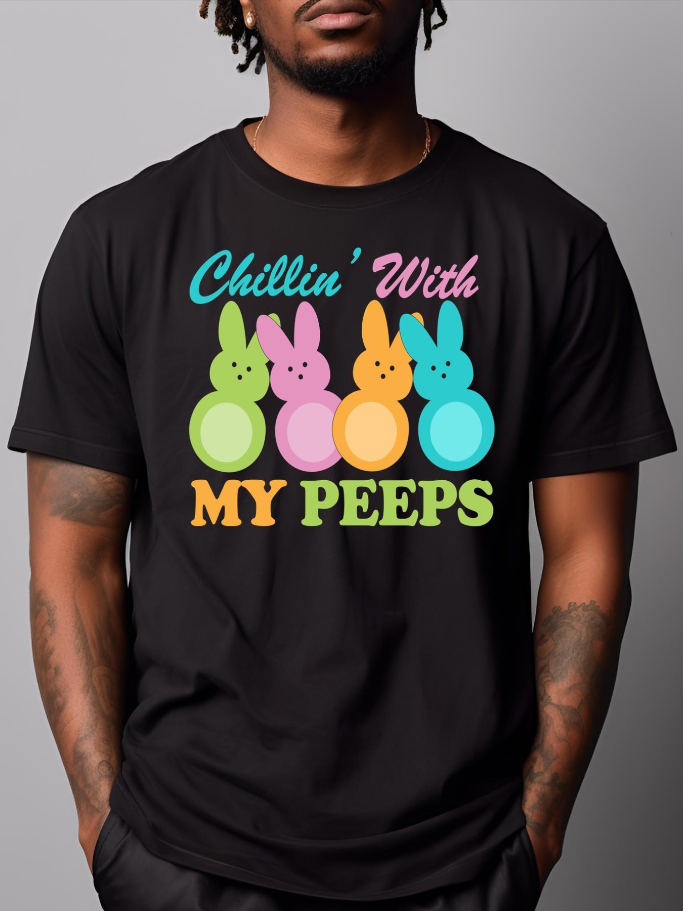 Unisex Chillin With My Peeps Easter Rabbits T-Shirt