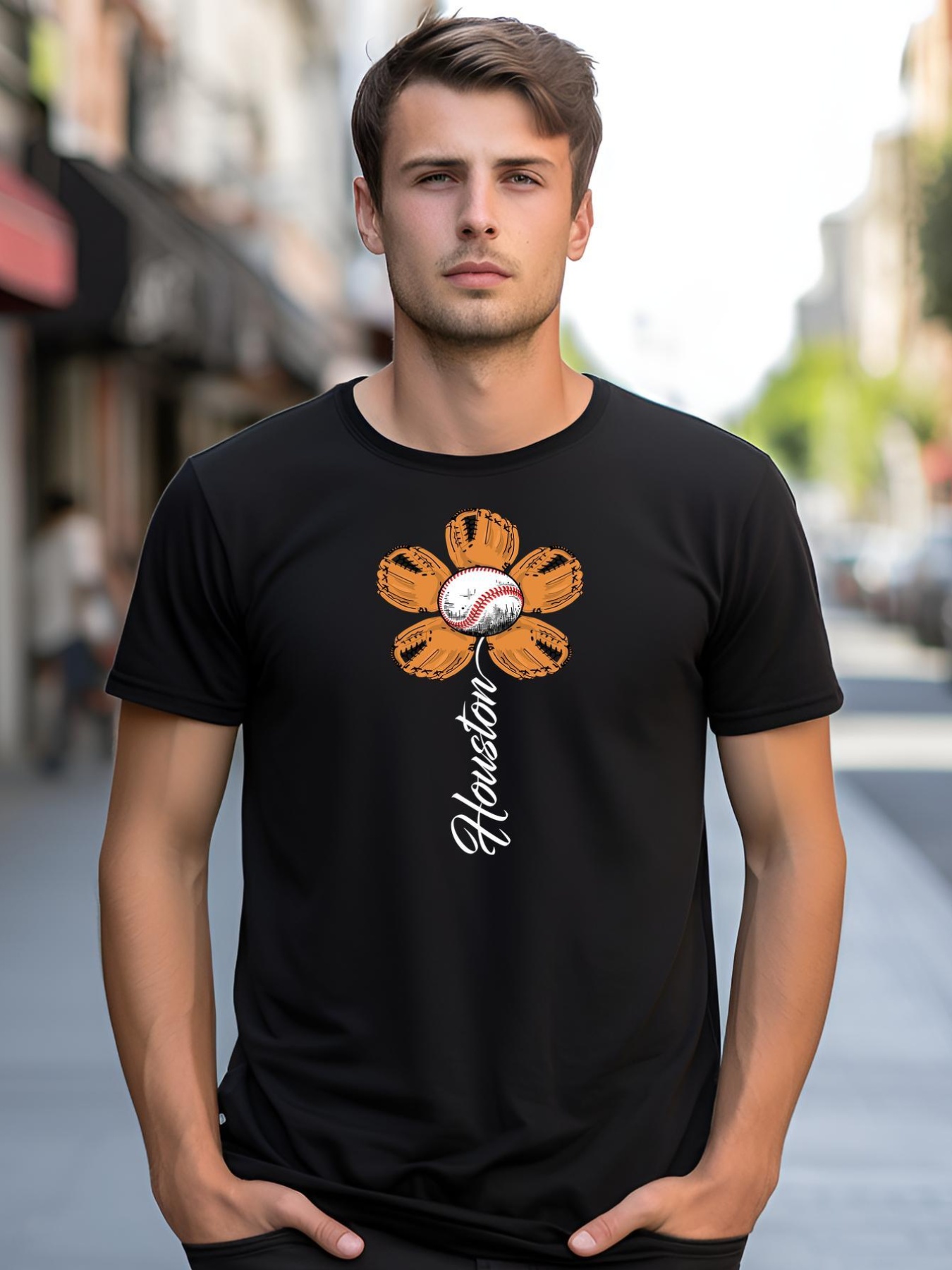 Unisex Houston Baseball Sunflower shirt  Graphic Tee
