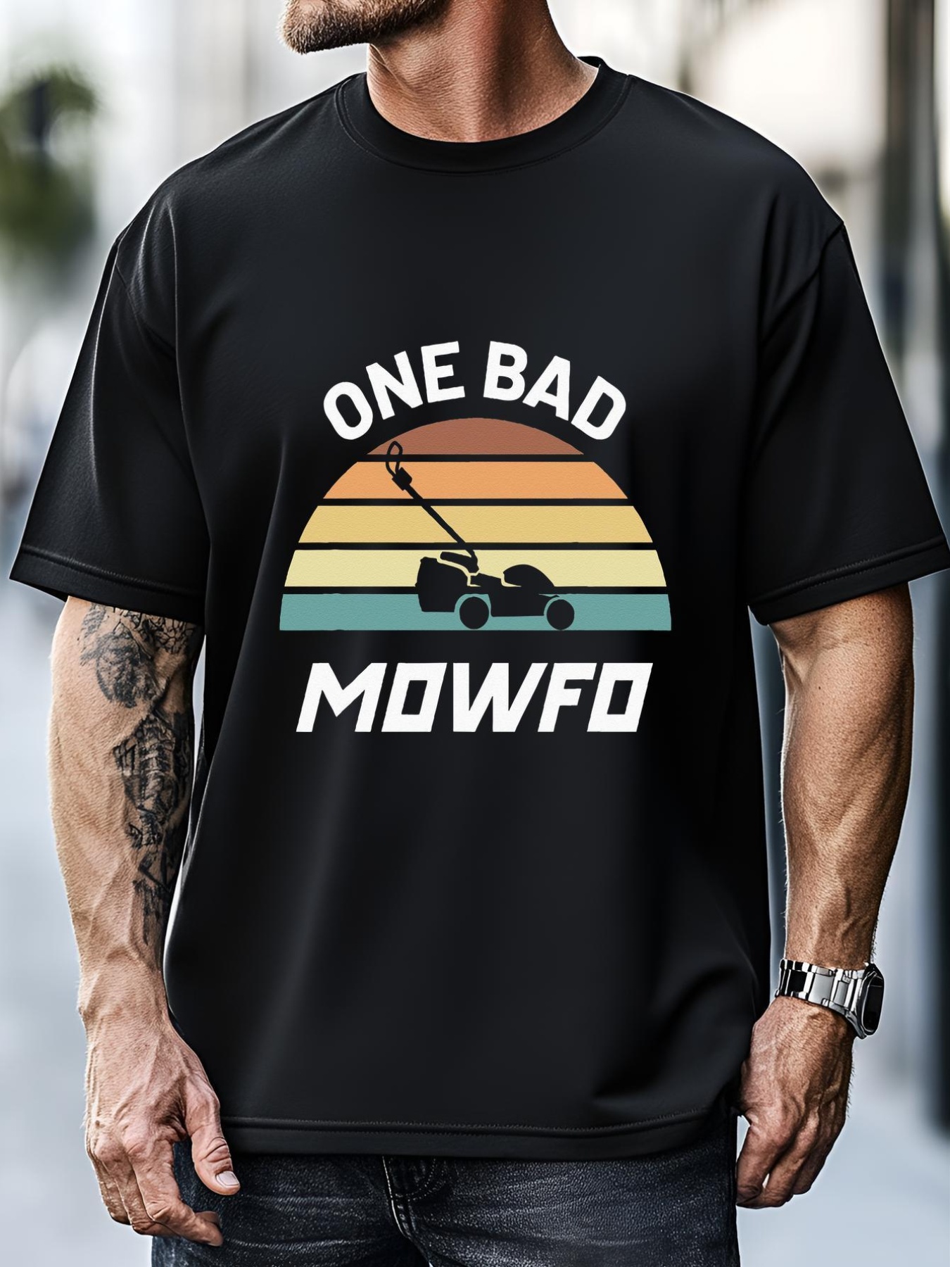 Unisex One Bad Mowfo Funny Lawn Care Mowing Gardener Fathers Day T-Shirt