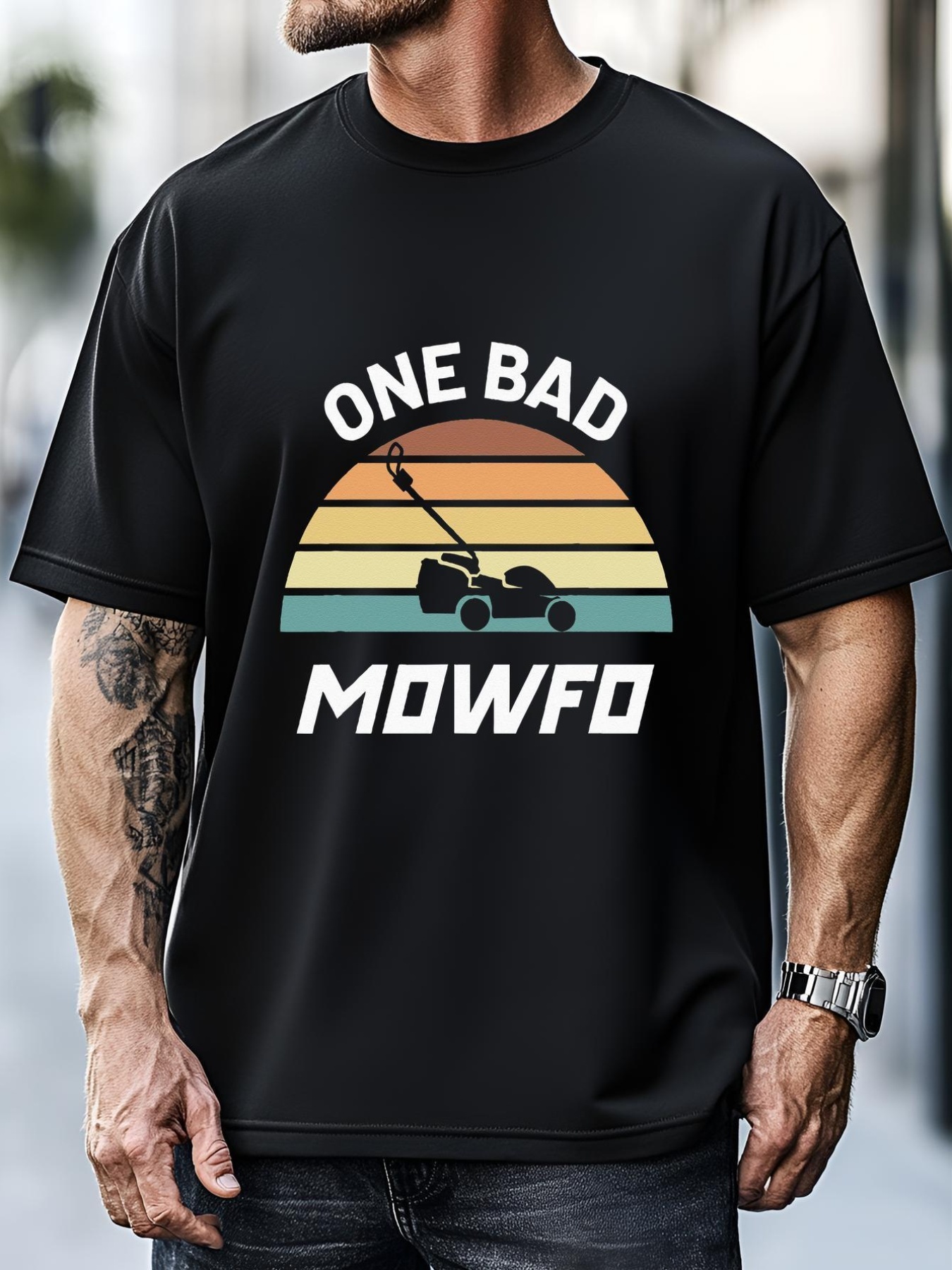 Unisex One Bad Mowfo Funny Lawn Care Mowing Gardener Fathers Day T-Shirt