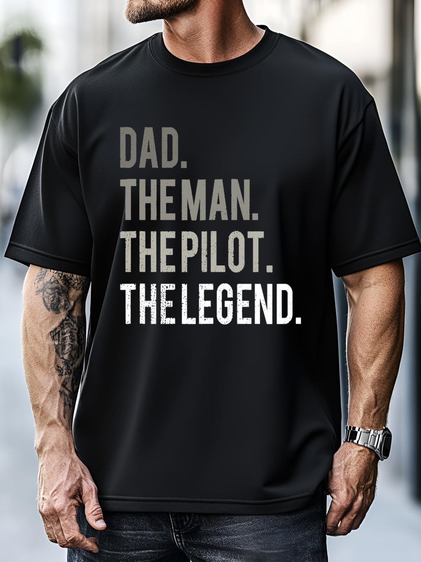 Unisex Dad The Man The Pilot The Legend Father Aviation Gift T-Shirt