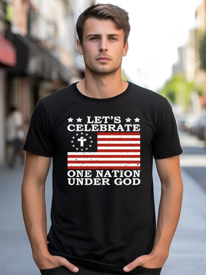 Unisex Lets Celebrate One Nation Under God 4th Of July Faith Gift shirt  Graphic Tee