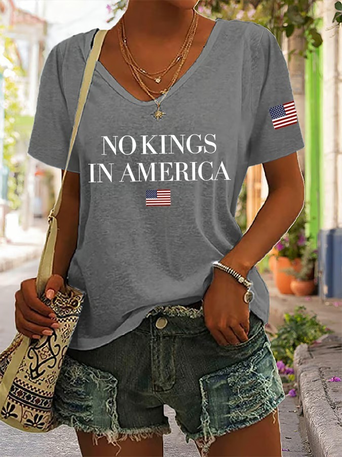 Women's Short Sleeve American Flag Printed Graphic Tee