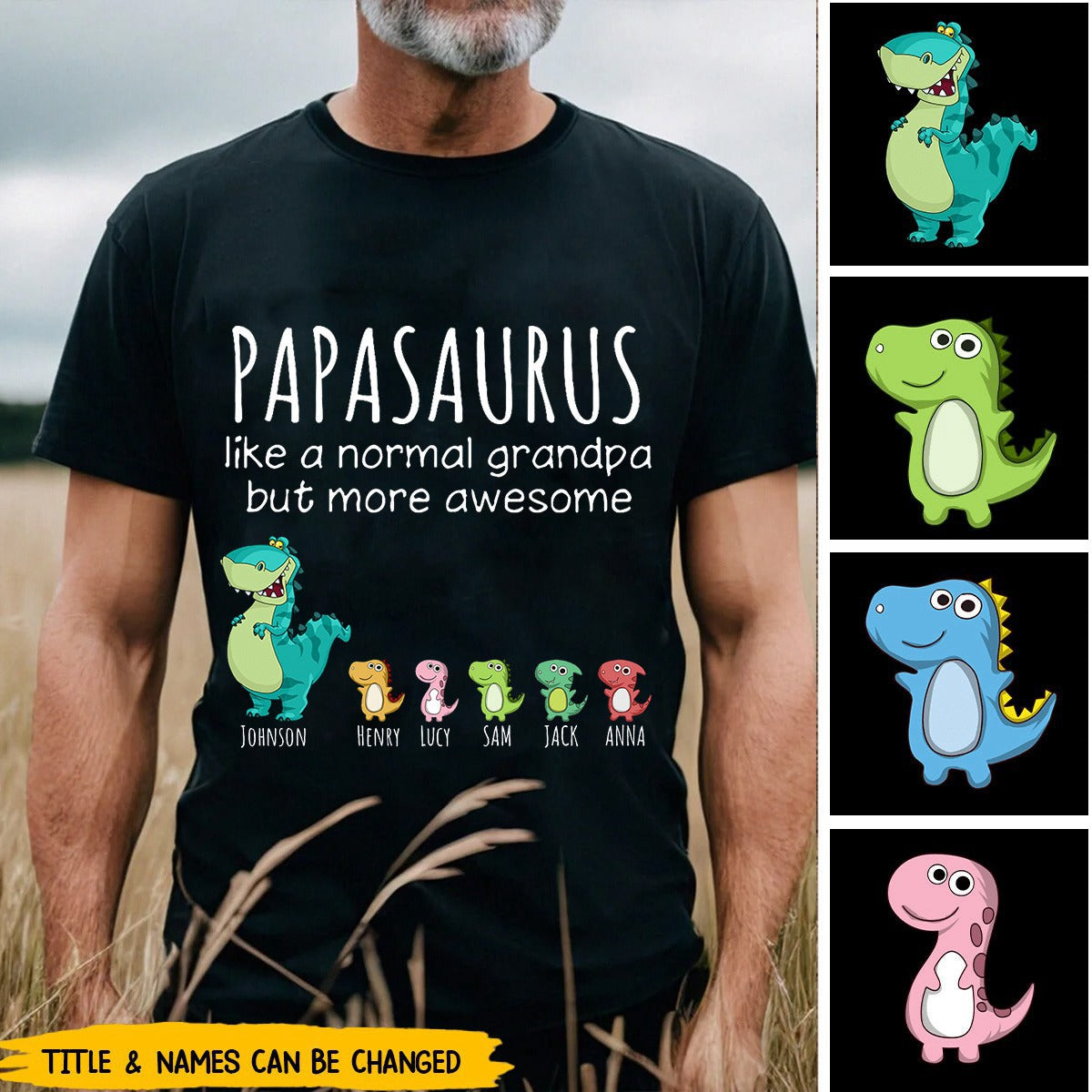 Unisex Cute Grandpasaurus 100% Cotton Graphic Tee