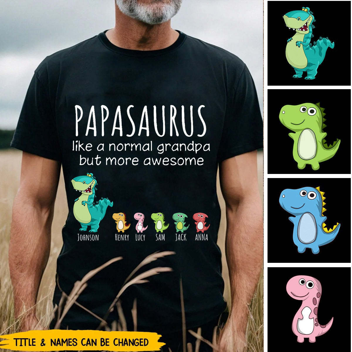 Unisex Cute Grandpasaurus 100% Cotton Graphic Tee