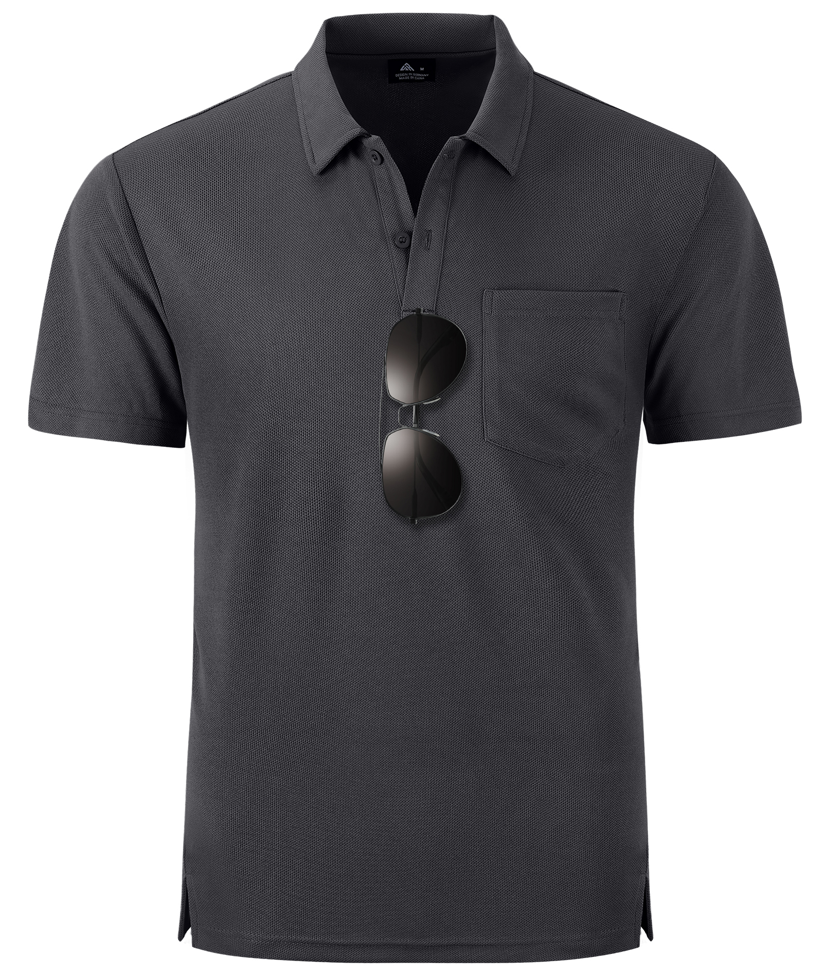 Men's Dark Gray Dri Fit Solid Color Polo Shirt