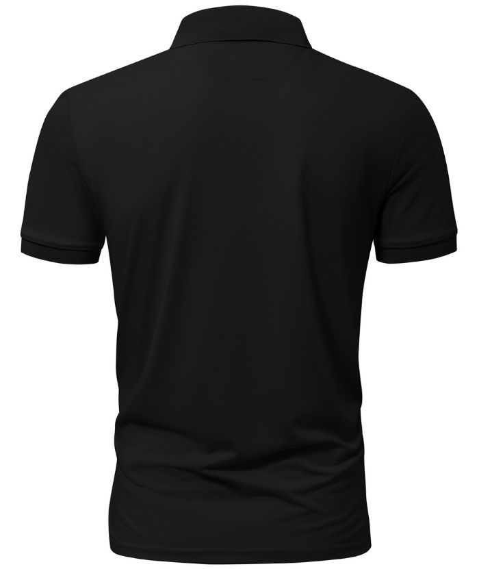 Men's Button Up Dri Fit Solid Color Polo Shirt