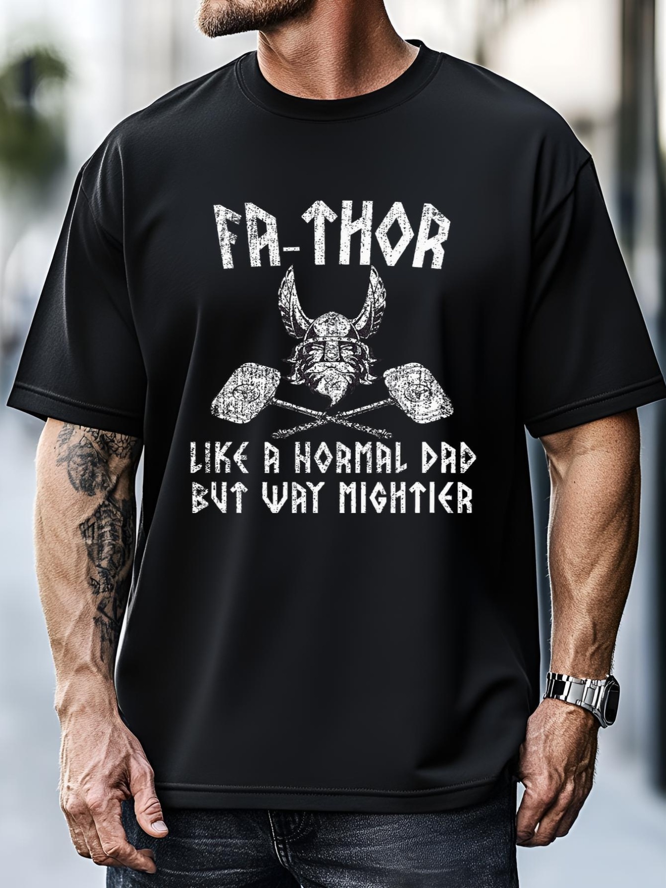 Unisex Fathor Like Dad Way Mightier Viking FatherS Day Fathor T-Shirt
