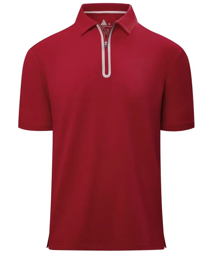 Men's 1/4 Zipper Solid Color Golf Polo Shirt