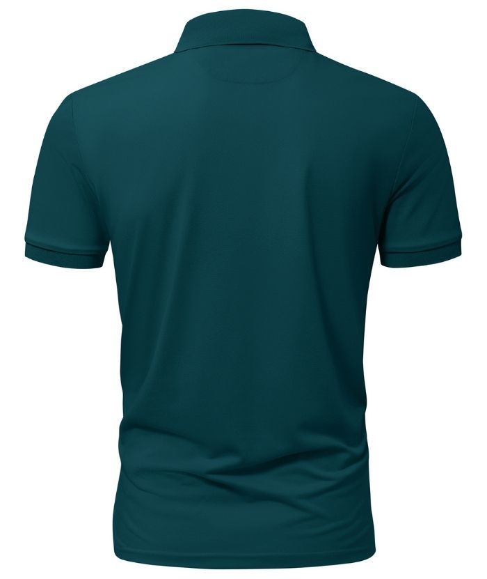 Men's Button Up Dri Fit Solid Color Polo Shirt