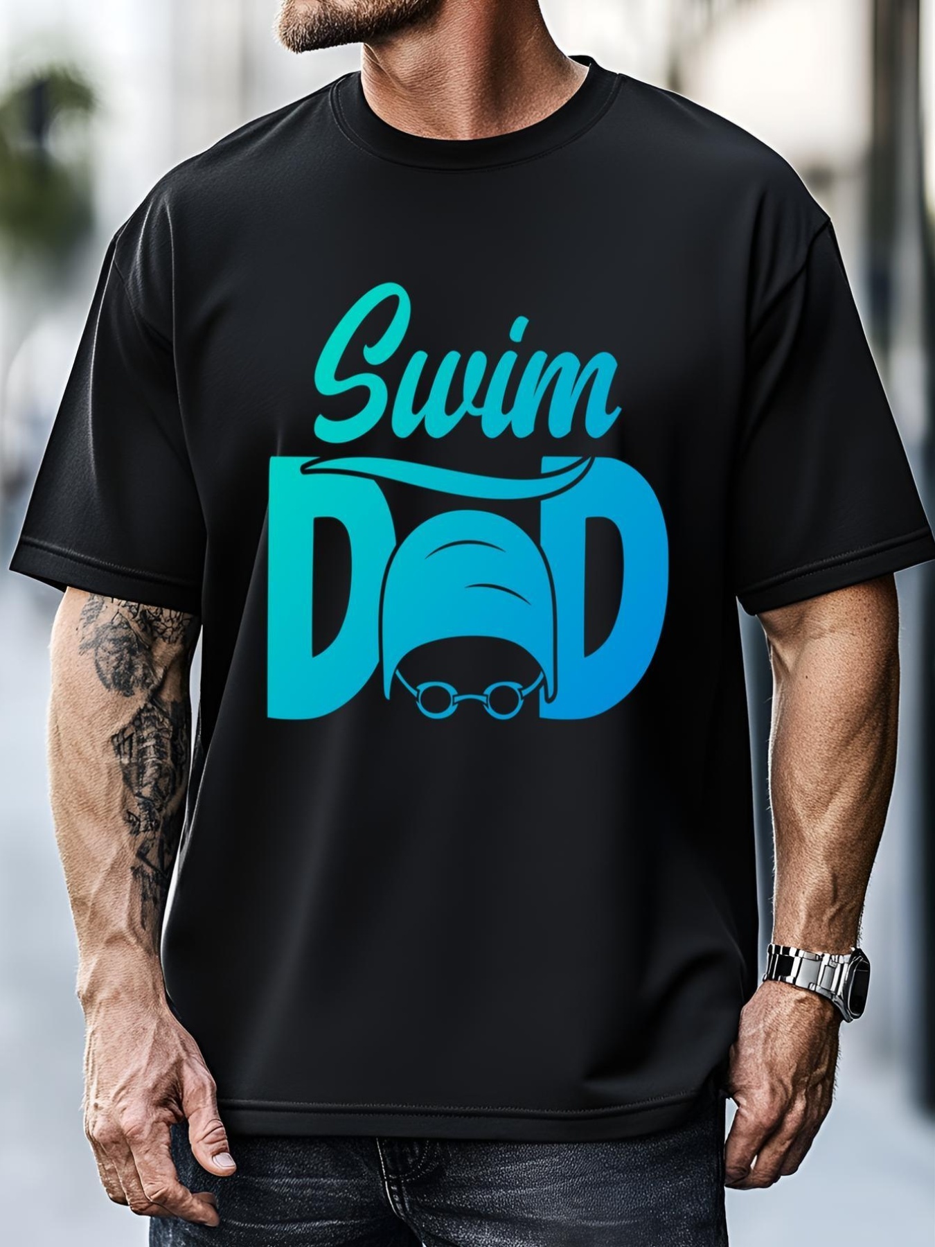 Unisex Swim Dad Proud Swimming Dad Of A Swimmer Dad Swim Father Gift T-Shirt