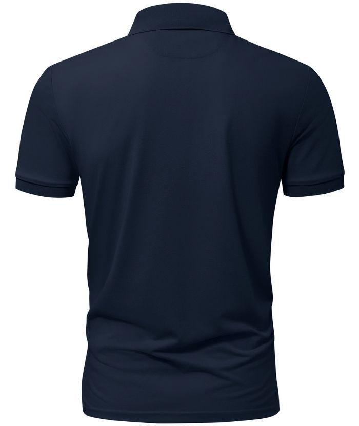 Men's Button Up Dri Fit Solid Color Polo Shirt