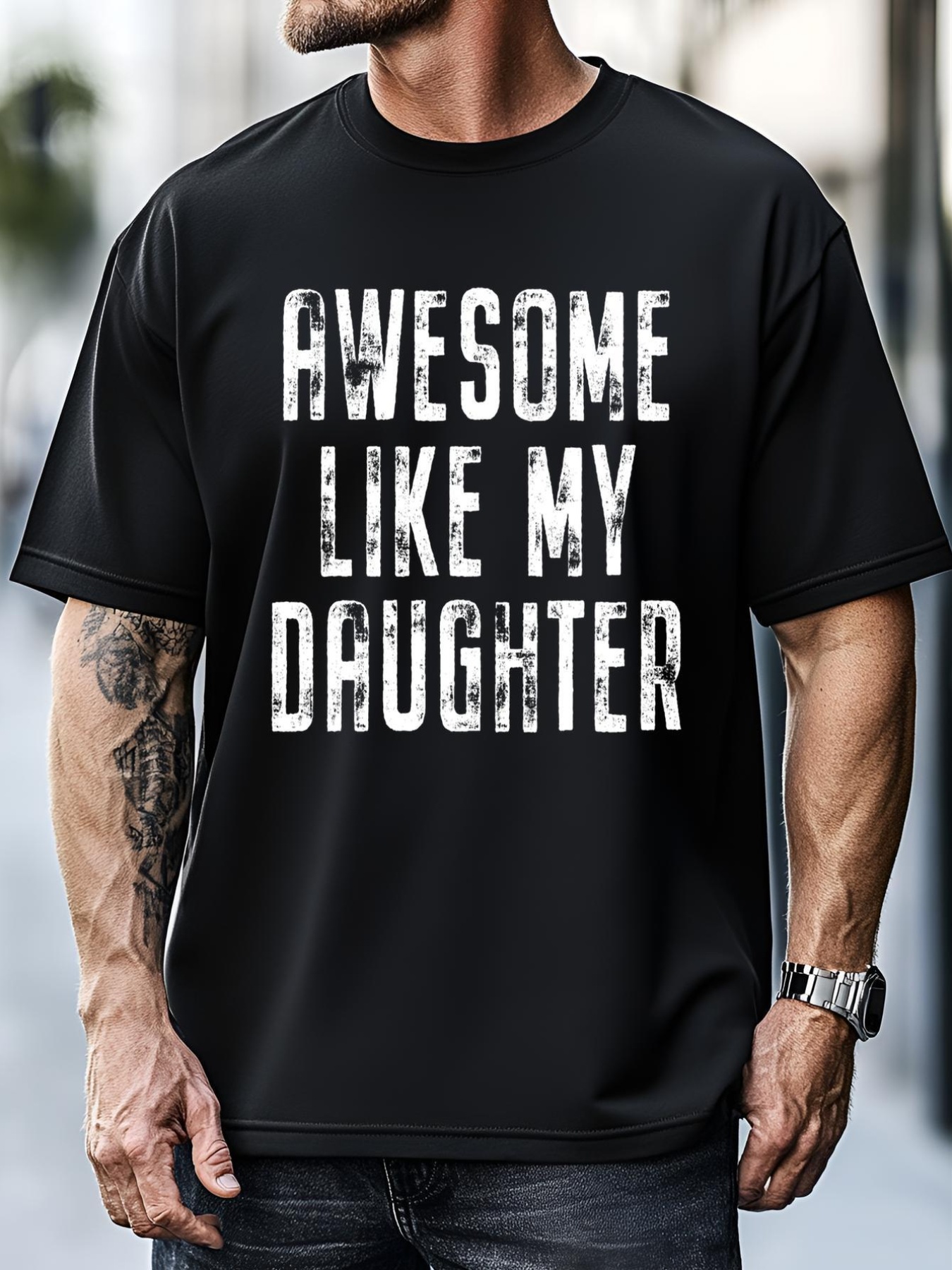 Unisex Awesome Like My Daughter Funny Gift Happy Fathers Day T-Shirt