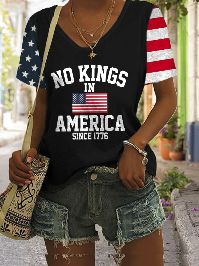 Women's  American Flag Printed 4th Of July Graphic Tee