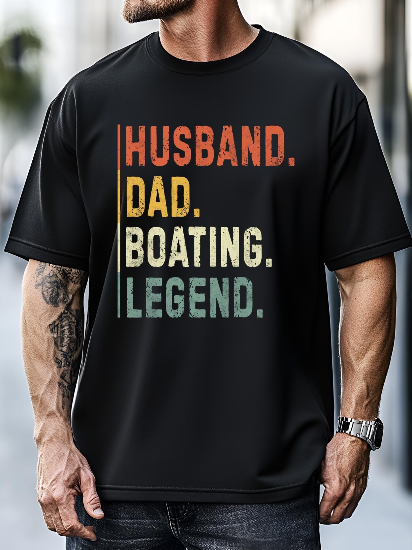Unisex Husband Dad Boating Legend Funny Sail Boat Captain Father Gift T-Shirt