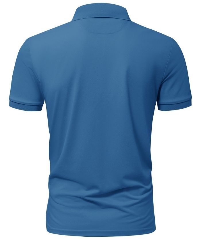 Men's Button Up Dri Fit Solid Color Polo Shirt