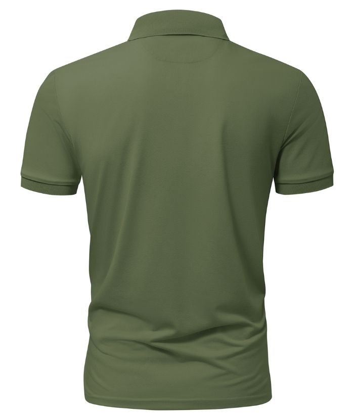 Men's Button Up Dri Fit Solid Color Polo Shirt