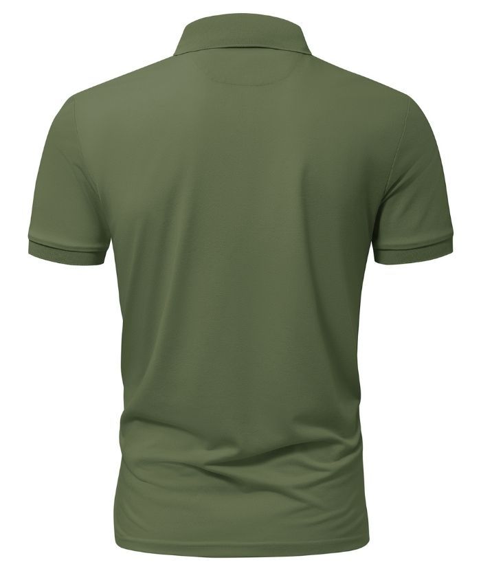 Men's Button Up Dri Fit Solid Color Polo Shirt