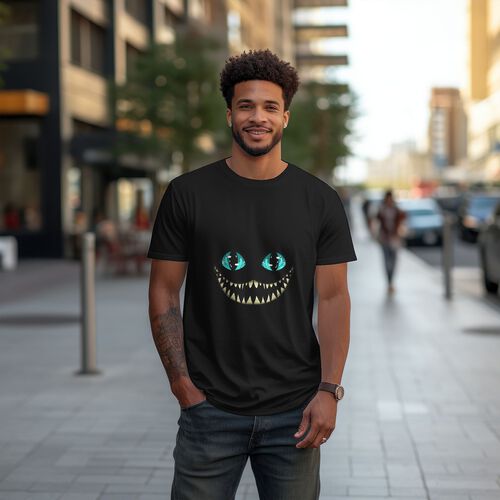 Men's Cheshire Cat Smile 100% Cotton T-Shirt-pod4team