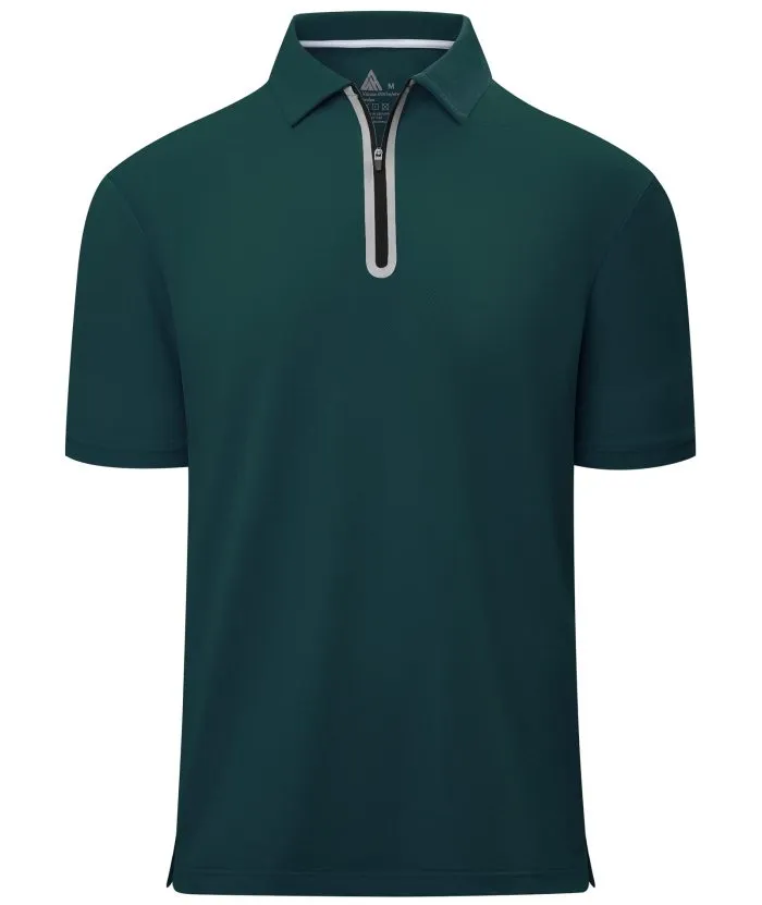 Men's 1/4 Zipper Solid Color Golf Polo Shirt