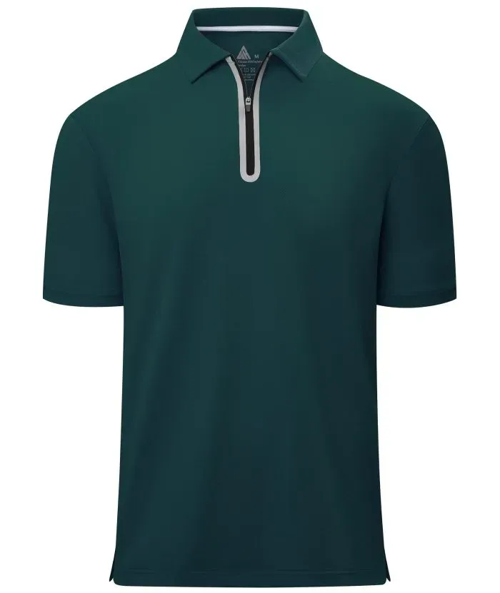 Men's 1/4 Zipper Solid Color Golf Polo Shirt