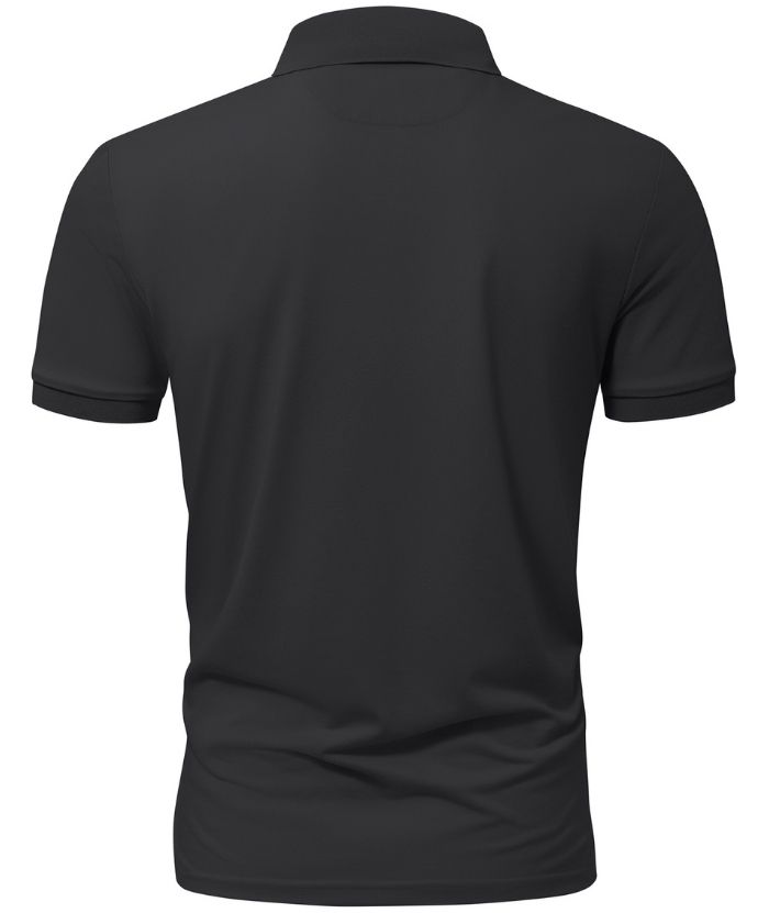 Men's Button Up Dri Fit Solid Color Polo Shirt