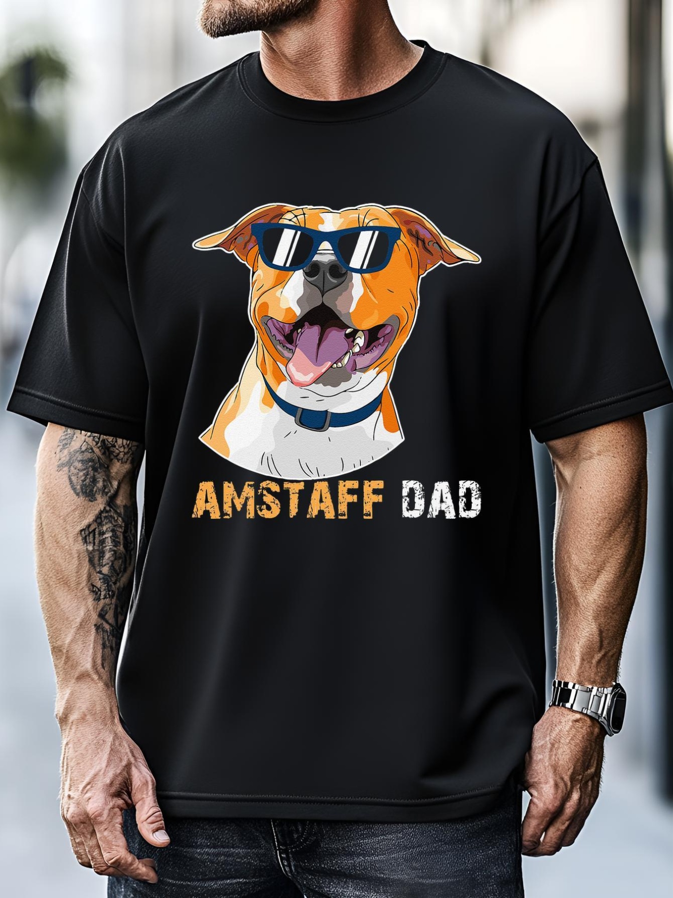 Unisex Amstaff Dad For Dog Lovers Fathers Day Tee T-Shirt