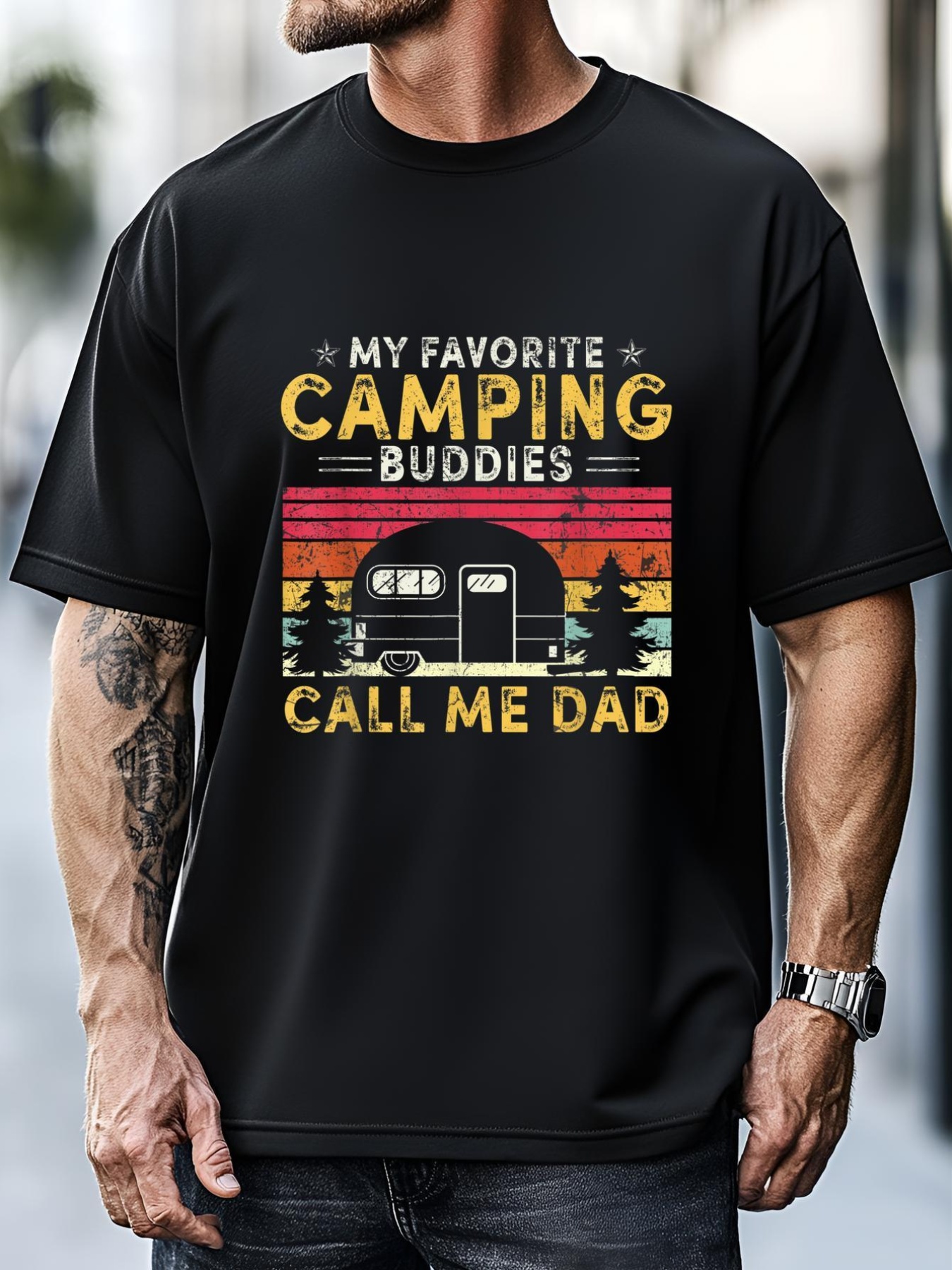 Unisex Men My Favorite Camping Buddies Call Me Dad Fathers Day Vintage T-Shirt