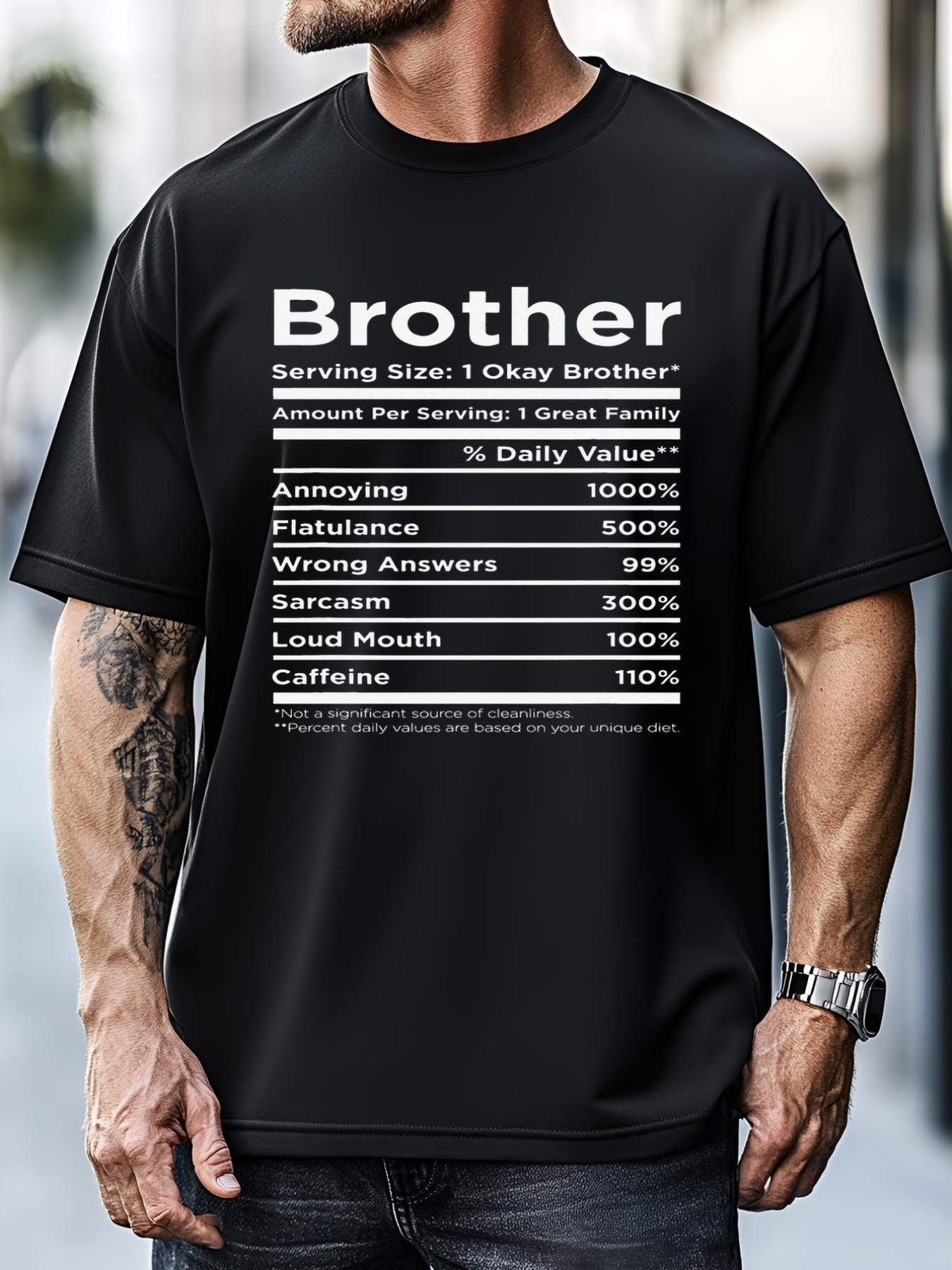 Unisex Fathers Day For Brother Nutritional Facts Funny T-Shirt