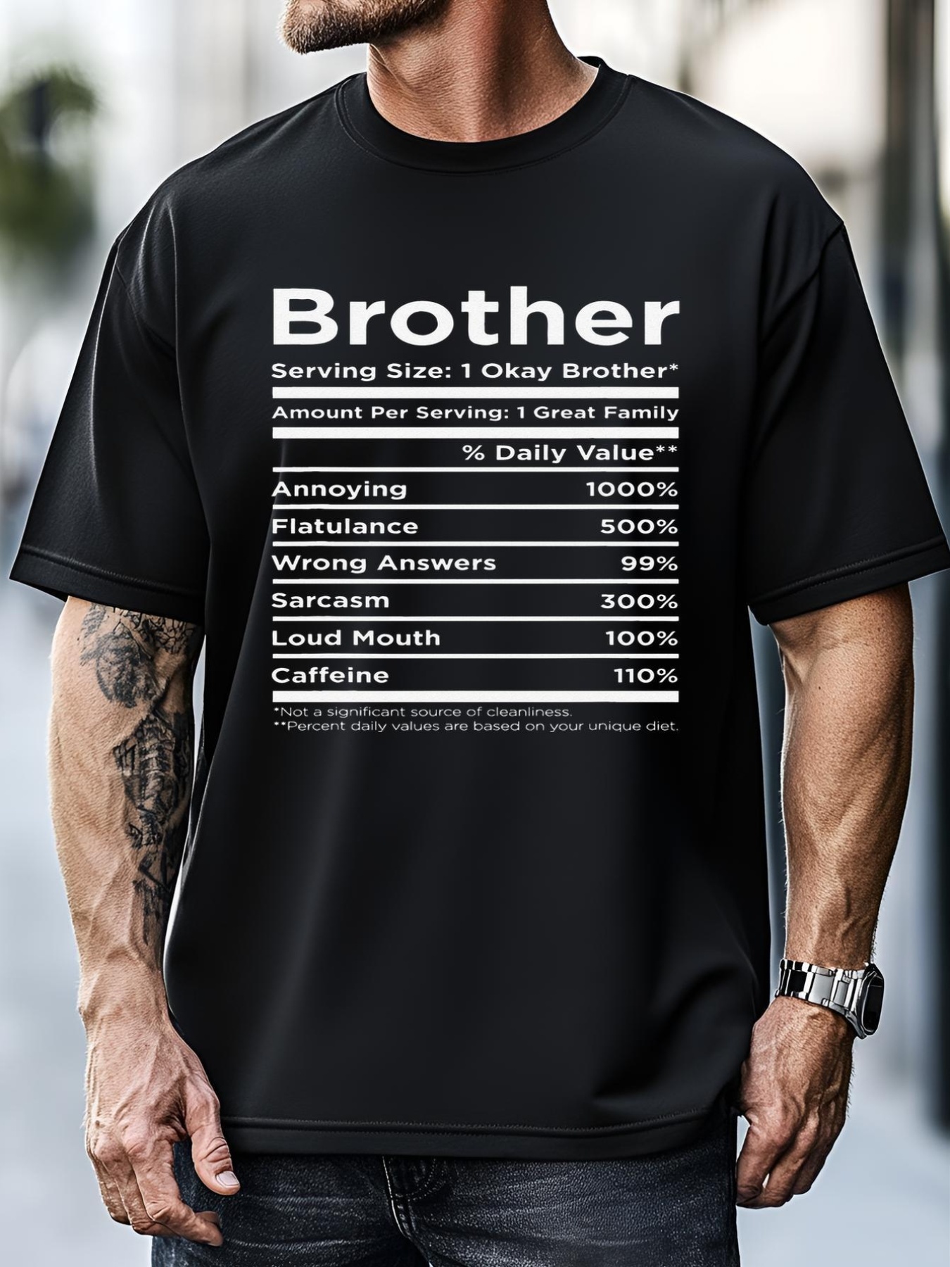 Unisex Fathers Day For Brother Nutritional Facts Funny T-Shirt