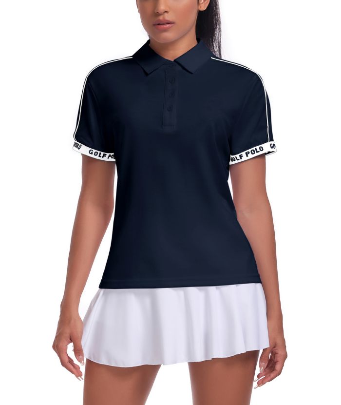 Women's Slim Fit Solid Color Golf Tennis Polo Shirt