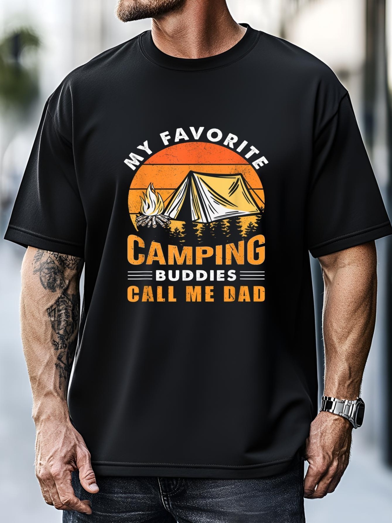 Unisex My Favorite Camping Buddies Call Me Dad Vintage Fathers Day T-Shirt