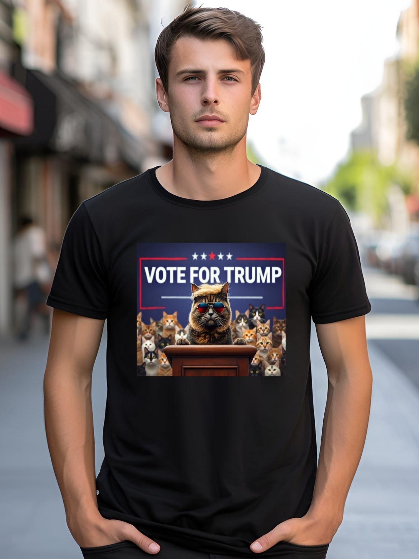 Unisex Cats Vote For Trump 2024 Election shirt  Graphic Tee