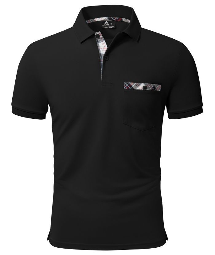 Men's Button Up Dri Fit Solid Color Polo Shirt