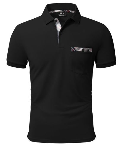 Men's Button Up Dri Fit Solid Color Polo Shirt