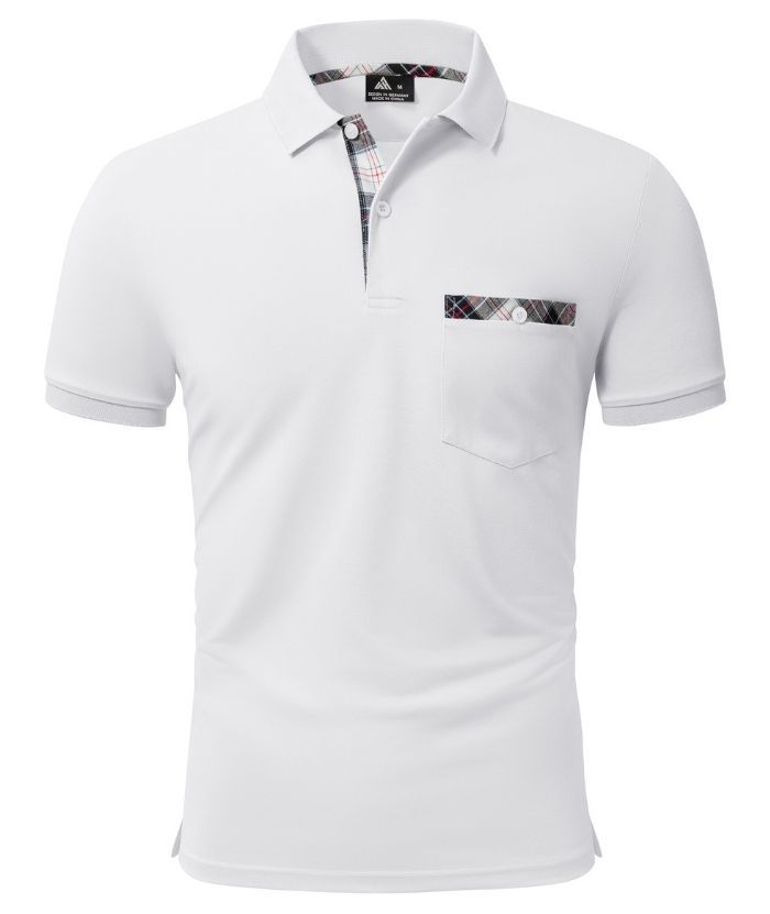 Men's Button Up Dri Fit Solid Color Polo Shirt