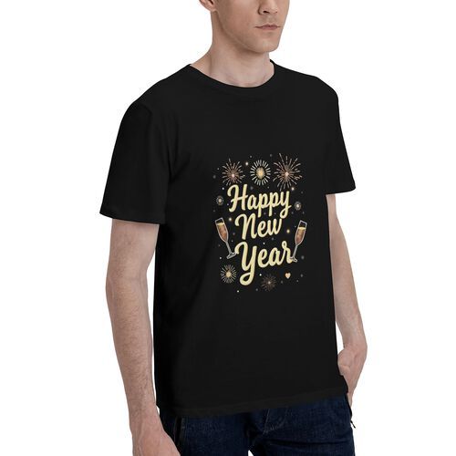 Men's Happy New Year 100% Cotton T-Shirt-pod4team