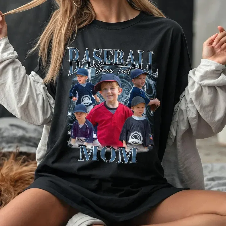Unisex Custom Baseball Mom 100% Cotton Graphic Tee | Pod4team