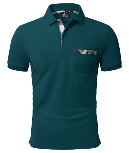 Men's Button Up Dri Fit Solid Color Polo Shirt
