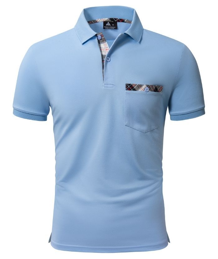 Men's Button Up Dri Fit Solid Color Polo Shirt