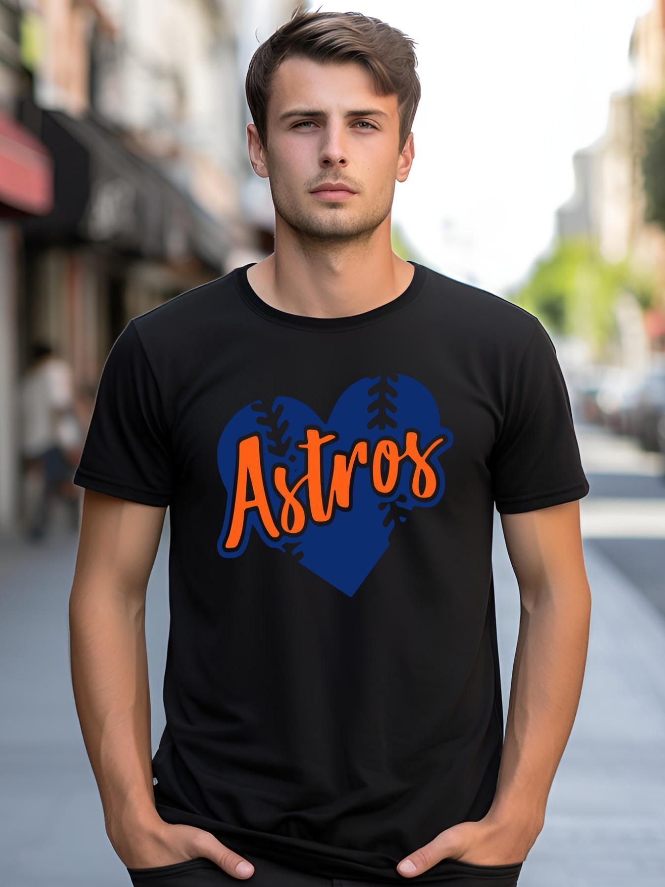 Unisex Houston Baseball Retro HOU Retro Heart shirt  Graphic Tee
