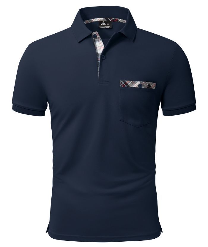 Men's Button Up Dri Fit Solid Color Polo Shirt