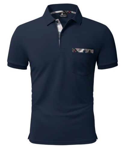 Men's Button Up Dri Fit Solid Color Polo Shirt