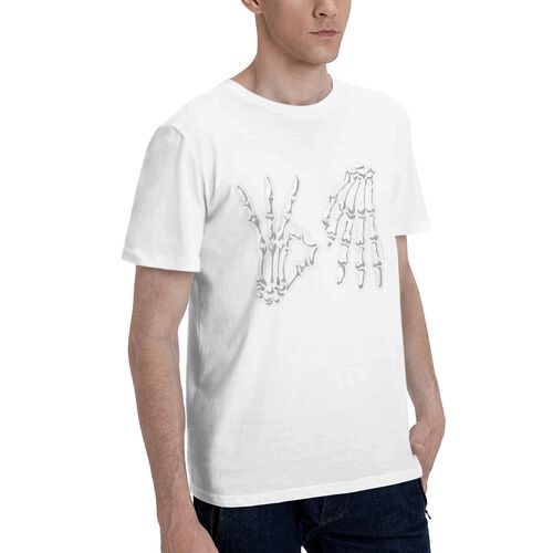 Men's Skeleton Hand Printed 100% Cotton T-Shirt-pod4team