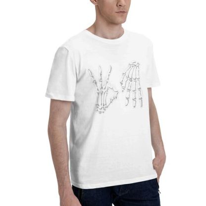 Men's Skeleton Hand Printed 100% Cotton T-Shirt-pod4team